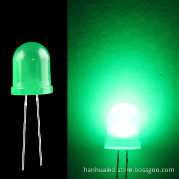 10mm Diffused Round Green LED Diodes for Christmas Tree